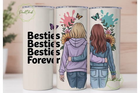 Besties Forever: 20oz Tumbler Design Sublimation PixelChick 