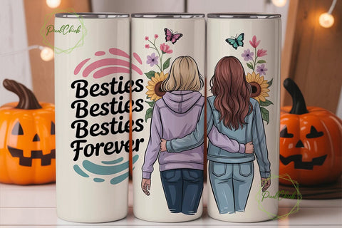 Besties Forever: 20oz Tumbler Design Sublimation PixelChick 