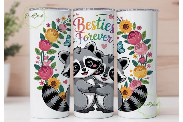 Besties Forever 20oz Tumbler Wrap Sublimation PixelChick 