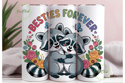 Besties Forever 20oz Tumbler Wrap Sublimation PixelChick 