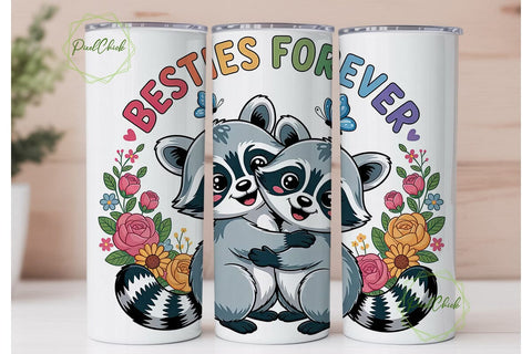 Besties Forever 20oz Tumbler Wrap Sublimation PixelChick 
