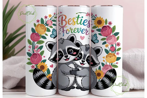 Besties Forever 20oz Tumbler Wrap Sublimation PixelChick 
