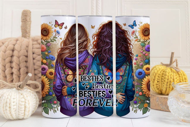 Besties Forever Tumbler Wrap png, Besties Forever 20 oz Skinny Sublimation Design, Best Friends Tumbler PNG Sublimation BouDesign 