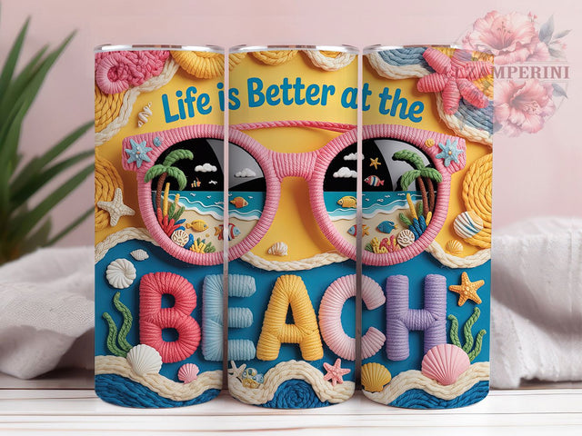 Better at Beach 20oz Tumbler Wrap, Life Is Better At The Beach Sublimation, Faux Yarn Beach PNG, 20oz Tumbler Wrap, Tropical Lifestyle Design, Coastal Vacation Sublimation, Seaside Summer Wrap Sublimation Li Zamperini 
