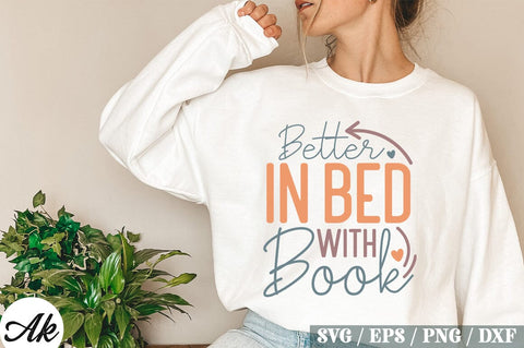 Better in Bed with Book Retro Design SVG akazaddesign 