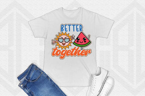 Better Together SVG Cute Summer Sun & Watermelon Clipart SVG BillahCrafts 