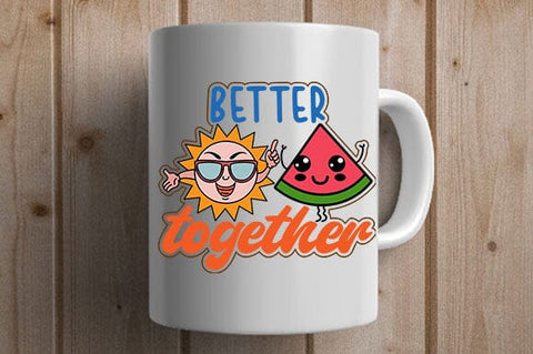 Better Together SVG Cute Summer Sun & Watermelon Clipart SVG BillahCrafts 