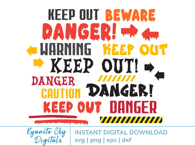 Beware Danger Caution Warning Keep Out SVG bundle SVG Kyanite Sky Digitals 