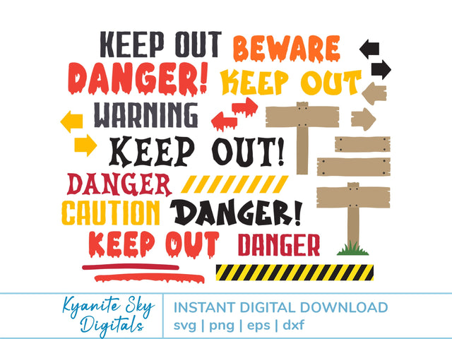 Beware Danger Keep Out SVG bundle with rustic wooden sign boards SVG Kyanite Sky Digitals 