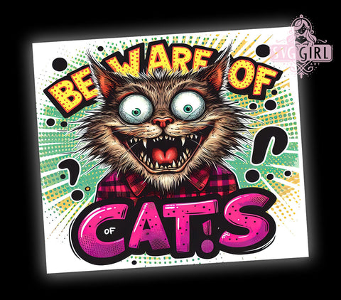 Beware of Cats, Funny Cat Tumbler, 20oz Tumbler, Cat Lover, Pet PNG, Tumbler Design, Animal Humor, Drinkware Sublimation Sublimation SvggirlplusArt 