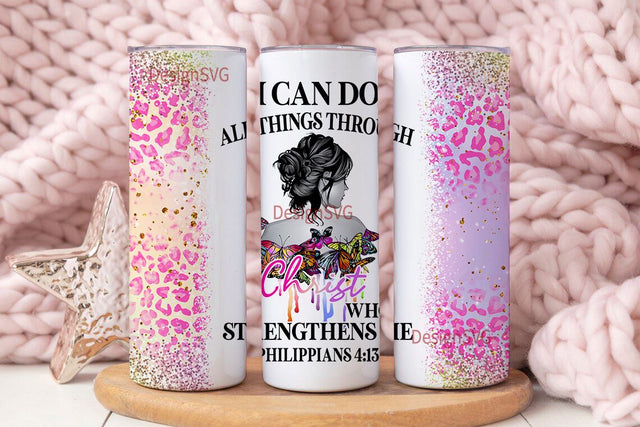 Bible Christian 20 oz Skinny Tumbler Sublimation Design Digital Download PNG Instant, I can do all things through Christ Tumbler Sublimation DesignSVG 
