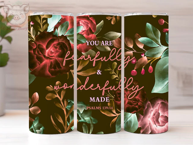 Bible Psalm Fearfully And Wonderfully Made 20oz Tumbler Png, Straight & Tapered Tumbler Png, Christian Sublimation Tumbler Png, Digital Download PNG Sublimation Lara' s Designs 