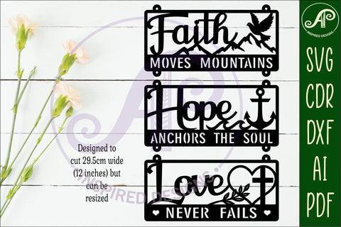 Bible quotes wall sign laser cut. Faith, Hope, Love SVG APInspireddesigns 