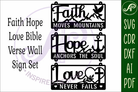Bible quotes wall sign laser cut. Faith, Hope, Love SVG APInspireddesigns 