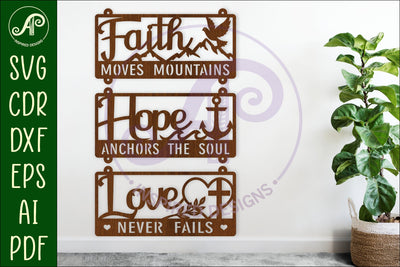 Bible quotes wall sign laser cut. Faith, Hope, Love SVG APInspireddesigns 