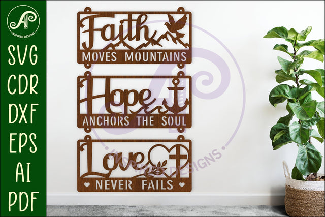 Bible quotes wall sign laser cut. Faith, Hope, Love SVG APInspireddesigns 