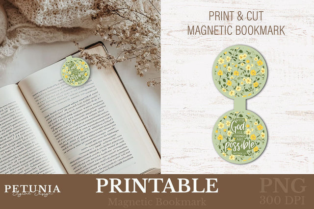 Bible Verse Bookmarks | Printable Magnetic Bookmarks Sublimation Petunia Digital Design 