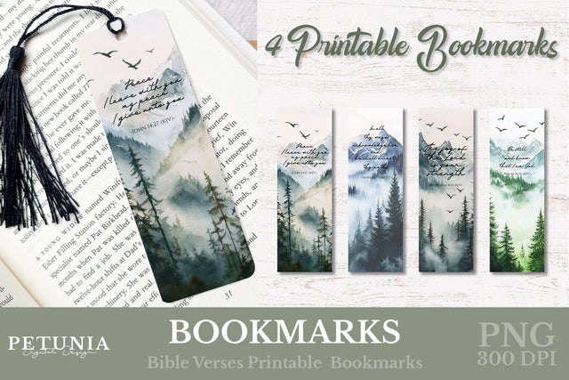 Bible Verse Christian Bookmark | Printable Bookmarks Sublimation Petunia Digital Design 