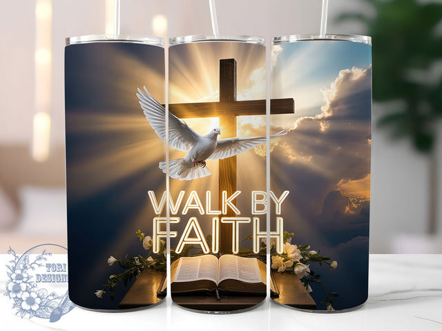 Bible Verse Christian Faith Tumbler, Bible Verses Wrap, Jesus Faith Design, Sublimation Cup, 20oz Skinny Tumbler, Inspirational Drinkware, Scripture Style Sublimation ToriDesigns 