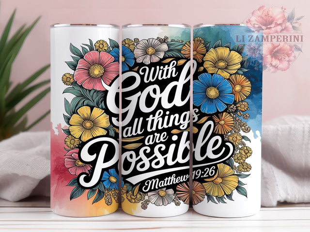 Bible Verse Religious 20oz Tumbler Wrap PNG, With GOD All Things are Possible Tumbler PNG Sublimation Design, Straight & Tapered Tumbler Wrap, Instant Digital Download Sublimation Li Zamperini 