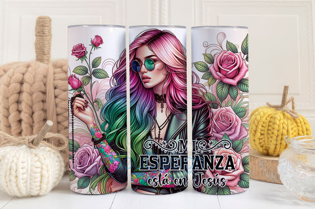 Bible Verse Spanish 20oz Design, Versiculo en espanol 20oz wrap, Digital Sublimation design, Mi esperanza esta en Jesus, 20oz spanish Design Sublimation BouDesign 