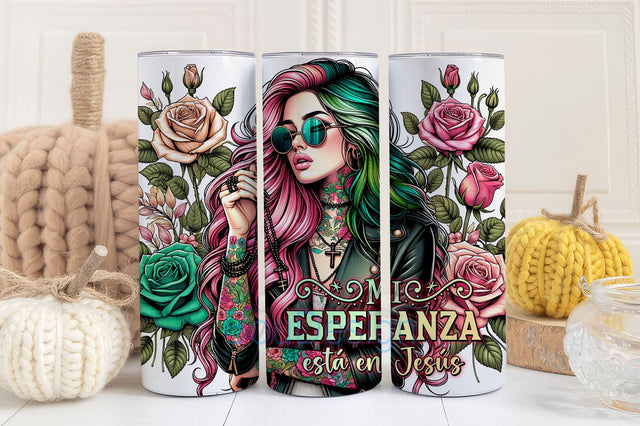 Bible Verse Spanish 20oz Design, Versiculo en espanol 20oz wrap, Digital Sublimation design, Mi esperanza esta en Jesus, 20oz spanish Design Sublimation BouDesign 