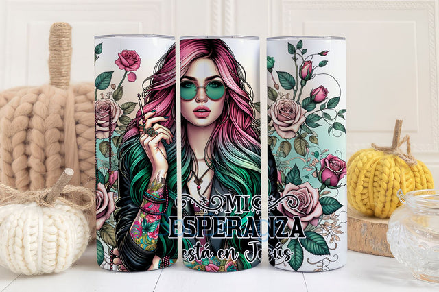 Bible Verse Spanish 20oz Design, Versiculo en espanol 20oz wrap, Digital Sublimation design, Mi esperanza esta en Jesus, 20oz spanish Design Sublimation BouDesign 