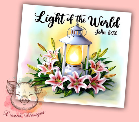 Bible Verse Tumbler, Christian Gift, Light of the World, Faith-Based Design, Inspirational Tumbler, 20oz Tumbler Wrap, Religious Sublimation, Digital Download Sublimation Lara' s Designs 