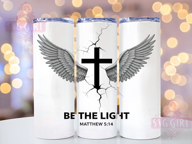 Bible Verse Tumbler, Faith Sublimation Wrap, 20oz Religious Drinkware, Inspirational Tumbler Design, Christian Art, Digital Download, Be The Light Tumbler Sublimation SvggirlplusArt 