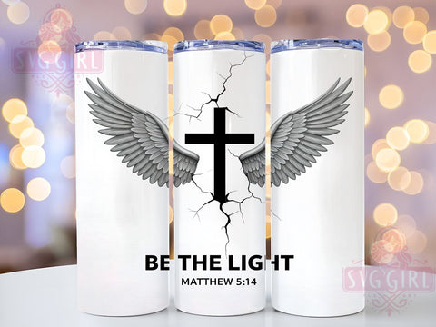 Bible Verse Tumbler, Faith Sublimation Wrap, 20oz Religious Drinkware, Inspirational Tumbler Design, Christian Art, Digital Download, Be The Light Tumbler Sublimation SvggirlplusArt 