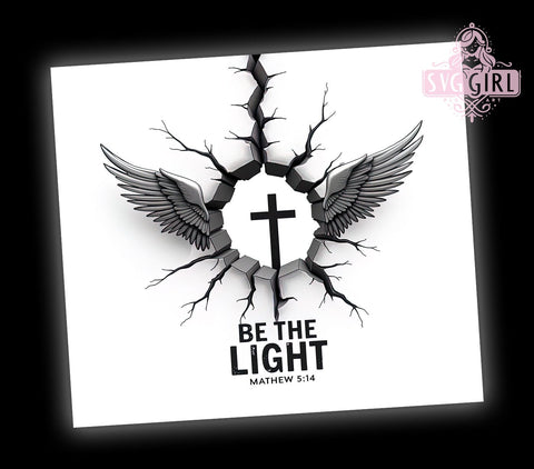 Bible Verse Tumbler, Faith Sublimation Wrap, 20oz Religious Drinkware, Inspirational Tumbler Design, Christian Art, Digital Download, Be The Light Tumbler Sublimation SvggirlplusArt 