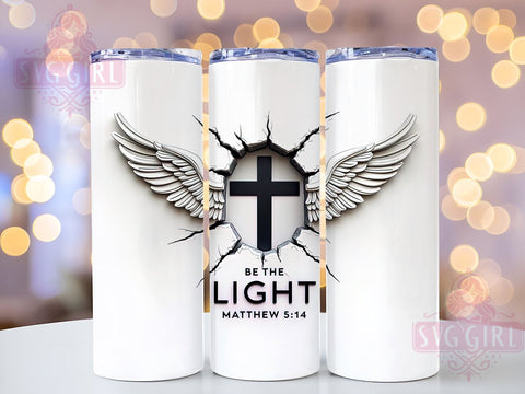 Bible Verse Tumbler, Faith Sublimation Wrap, 20oz Religious Drinkware, Inspirational Tumbler Design, Christian Art, Digital Download, Be The Light Tumbler Sublimation SvggirlplusArt 