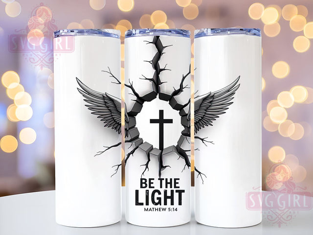 Bible Verse Tumbler, Faith Sublimation Wrap, 20oz Religious Drinkware, Inspirational Tumbler Design, Christian Art, Digital Download, Be The Light Tumbler Sublimation SvggirlplusArt 