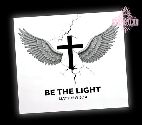 Bible Verse Tumbler, Faith Sublimation Wrap, 20oz Religious Drinkware, Inspirational Tumbler Design, Christian Art, Digital Download, Be The Light Tumbler Sublimation SvggirlplusArt 