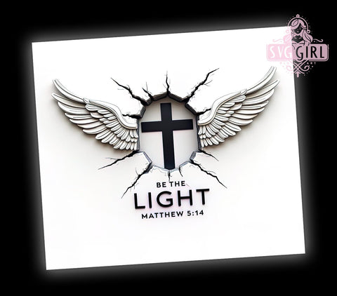 Bible Verse Tumbler, Faith Sublimation Wrap, 20oz Religious Drinkware, Inspirational Tumbler Design, Christian Art, Digital Download, Be The Light Tumbler Sublimation SvggirlplusArt 