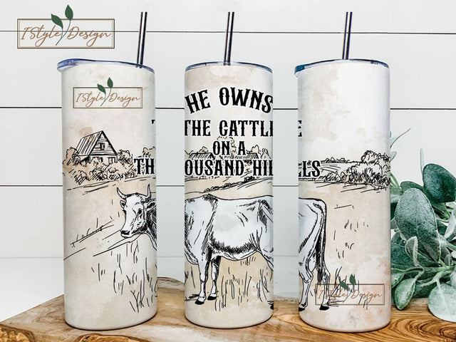 Bible Verse Tumbler Wrap, He Owns the Cattle Tumbler PNG, Bible Verse 20 Oz Sublimation Tumbler PNG, Christian Inspirational Tumbler Design Sublimation iStyleDesign 