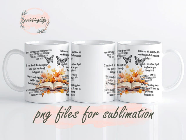 Bible Verses Mug Wrap Design, Instant Digital Design Download Mug Wrap Design, Mug Design PNG Sublimation PrintingLife 