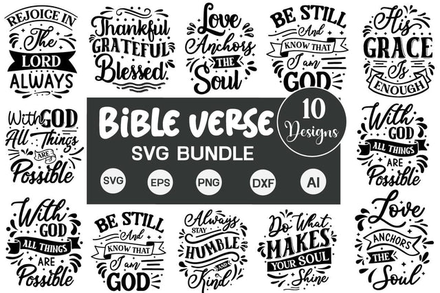 Bible Verses SVG Bundle, Religious Quotes Cut Files, SVGs,Quotes and Sayings,Food & Drink,On Sale, Print & Cut SVG DesignPlante 503 