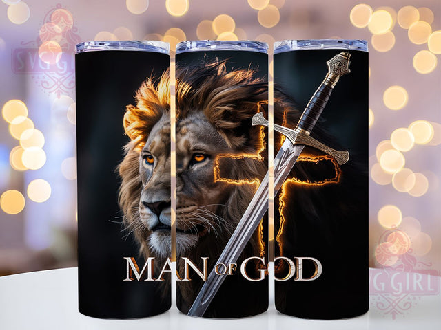 Biblical Lion Faith Tumbler Gift, Religious Gift Design, Faith Based Wrap, Biblical Lion Art, Christian Men Gift, Spiritual Lion Design, Scripture Tumbler Art Sublimation SvggirlplusArt 