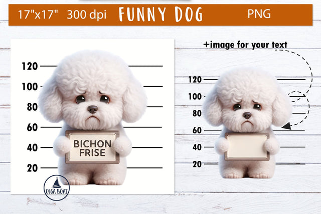 Bichon dog illustrations | Sad dog clipart Sublimation Olga Boat Design 