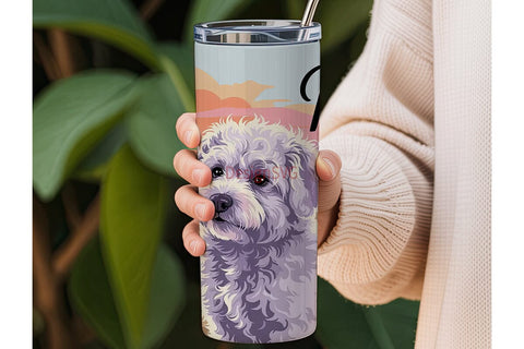 Bichon Frise Beach Sunset 20oz Tumbler Sublimation DesignSVG 