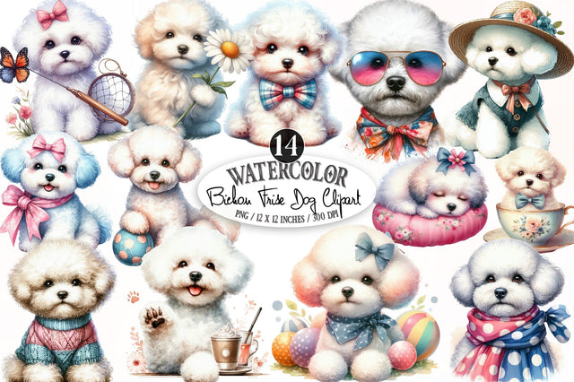 Bichon Frise Dog Watercolor Clipart Sublimation SVGista 