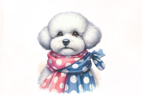 Bichon Frise Dog Watercolor Clipart Sublimation SVGista 