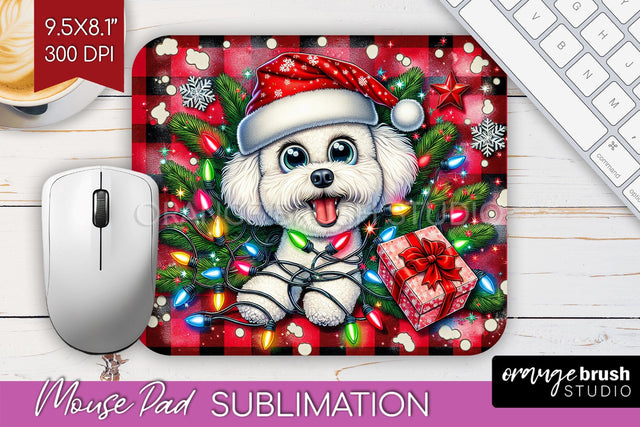 Bichon Frise Funny Christmas Dog Mouse Pad PNG Sublimation OrangeBrushStudio 