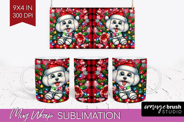 Bichon Frise Funny Christmas Dog Mug Wrap PNG Sublimation OrangeBrushStudio 