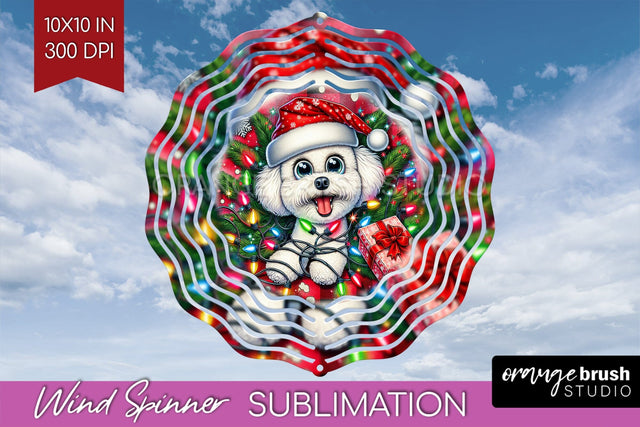Bichon Frise Funny Christmas Dog Wind Spinner Sublimation OrangeBrushStudio 