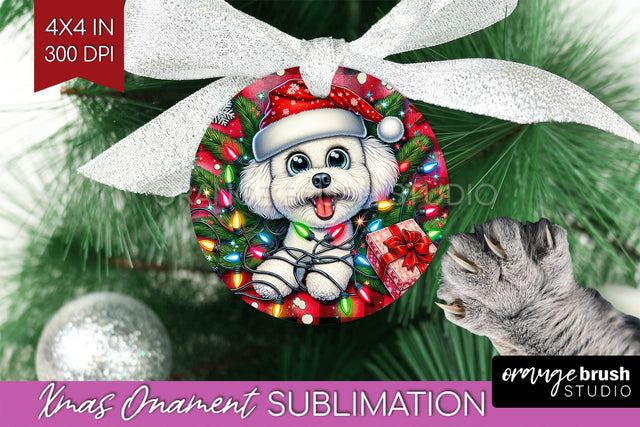 Bichon Frise Funny Dog Christmas Ornament PNG Sublimation OrangeBrushStudio 