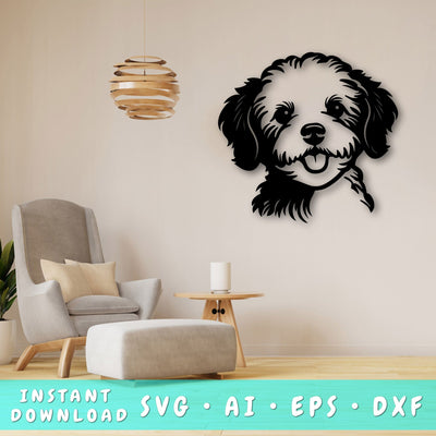 Bichon Frise Laser SVG Cut File, Bichon Friser Glowforge File, Bichon Frise DXF, Bichon Frise Wall Art SVG SVG HappyDesignStudio 