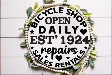 Bicycle shop open daily est 1924 repairs sales rentals SVG Angelina750 