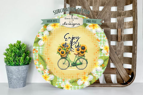 Bicycle Sunflowers Sublimation Wind Spinner Design Sublimation Ewe-N-Me Designs 